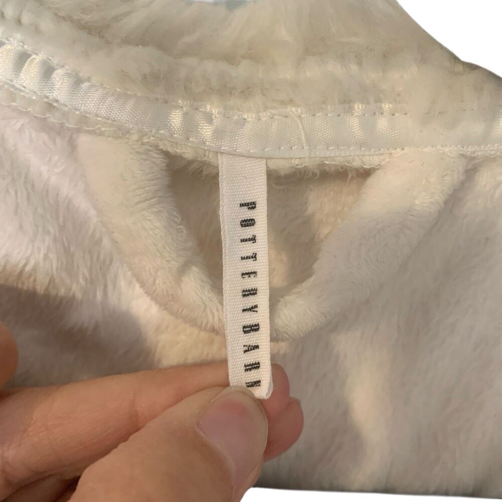 Pottery Barn Cream Faux Fur Lined Hooded Loungewear Robe XL Cozy Warm Comfort - Picture 5 of 10